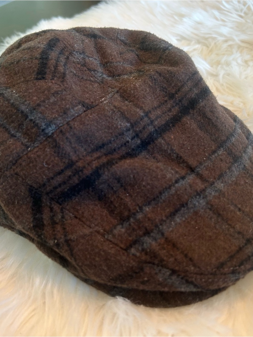 Henschel Hat Brown Plaid Wool Blend Newsboy Cap